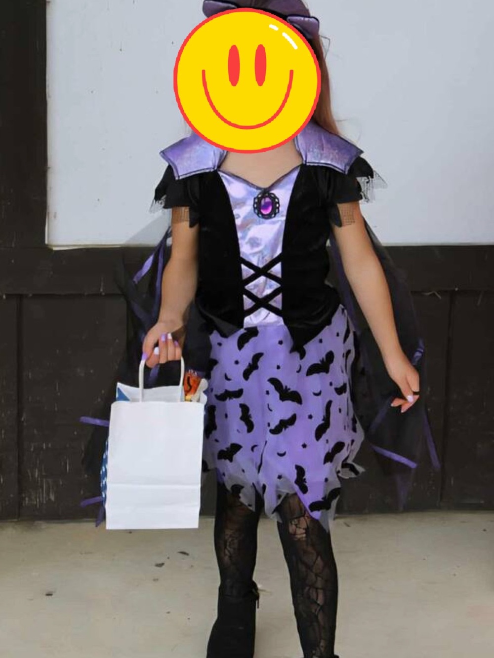 Kids Purple Bat Witch Costume - Black & Purple Halloween Dress